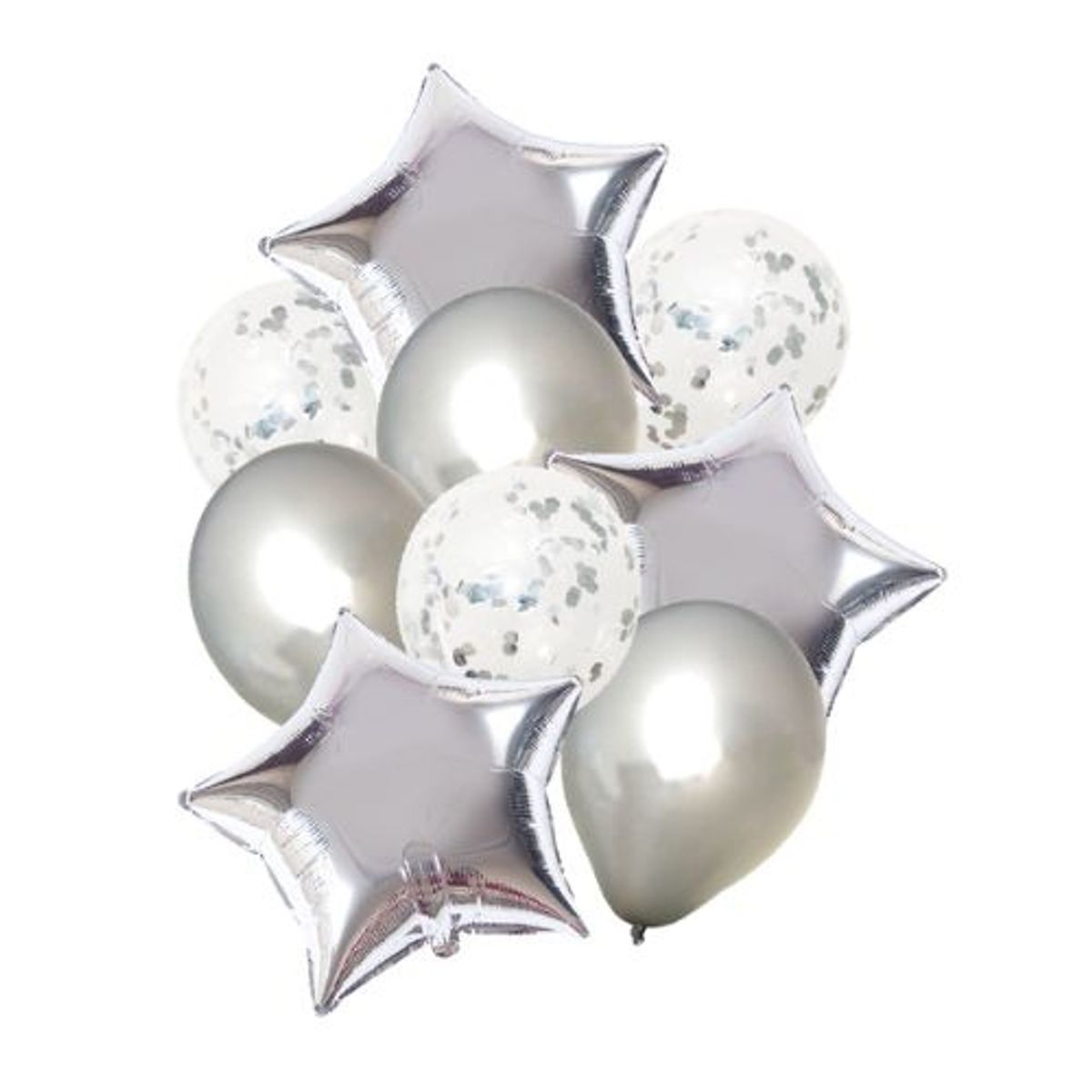 GENERICO - Globo Latex Color Plateado Diseño Redondo Estrella