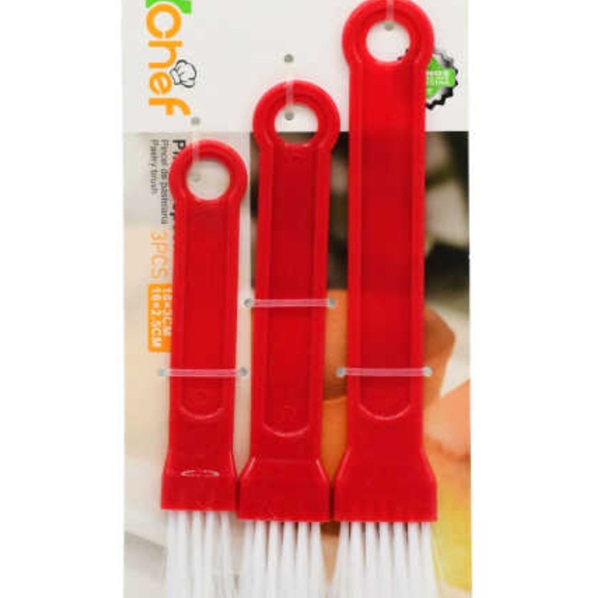 OEM - Set 3 Brochas De Cocina Y Repostería Rojo