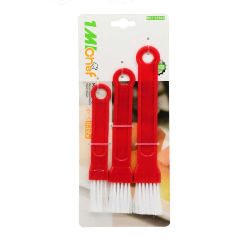 OEM - Set 3 Brochas De Cocina Y Repostería Rojo