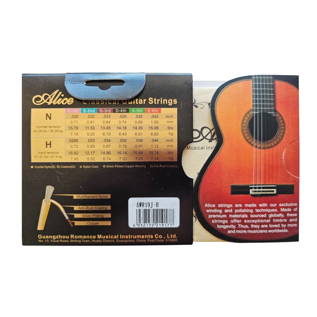 ALICE - Cuerdas Alice Awr19j-h Nylon Carb.cobre Oro Guit.clás.concto