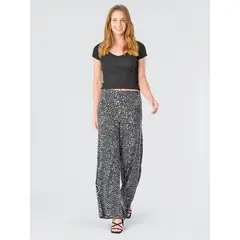 BOUS - Pantalón Casual Lunares Irregulares Negro