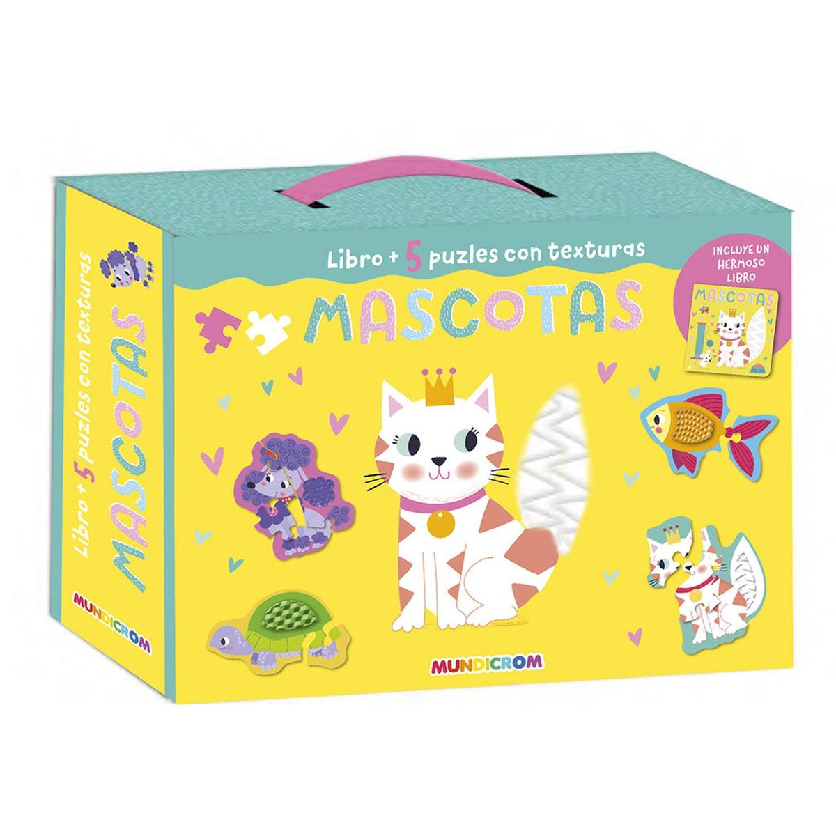 MUNDICROM - LIBRO + 5 PUZLES CON TEXTURA MASCOTAS