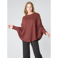 BOUS - Poncho Trenzado Lanilla Burdeo