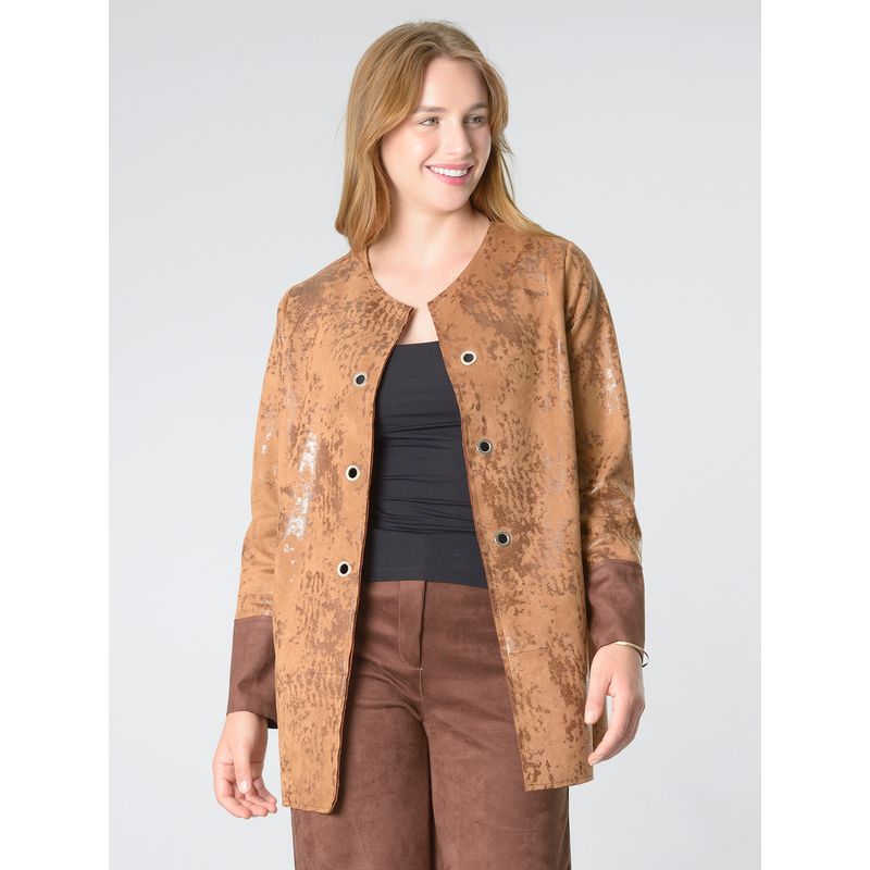 BOUS - Chaqueta Ecocuero Ojetillos Café BOUS