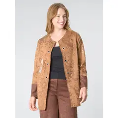 BOUS - Chaqueta Ecocuero Ojetillos Café