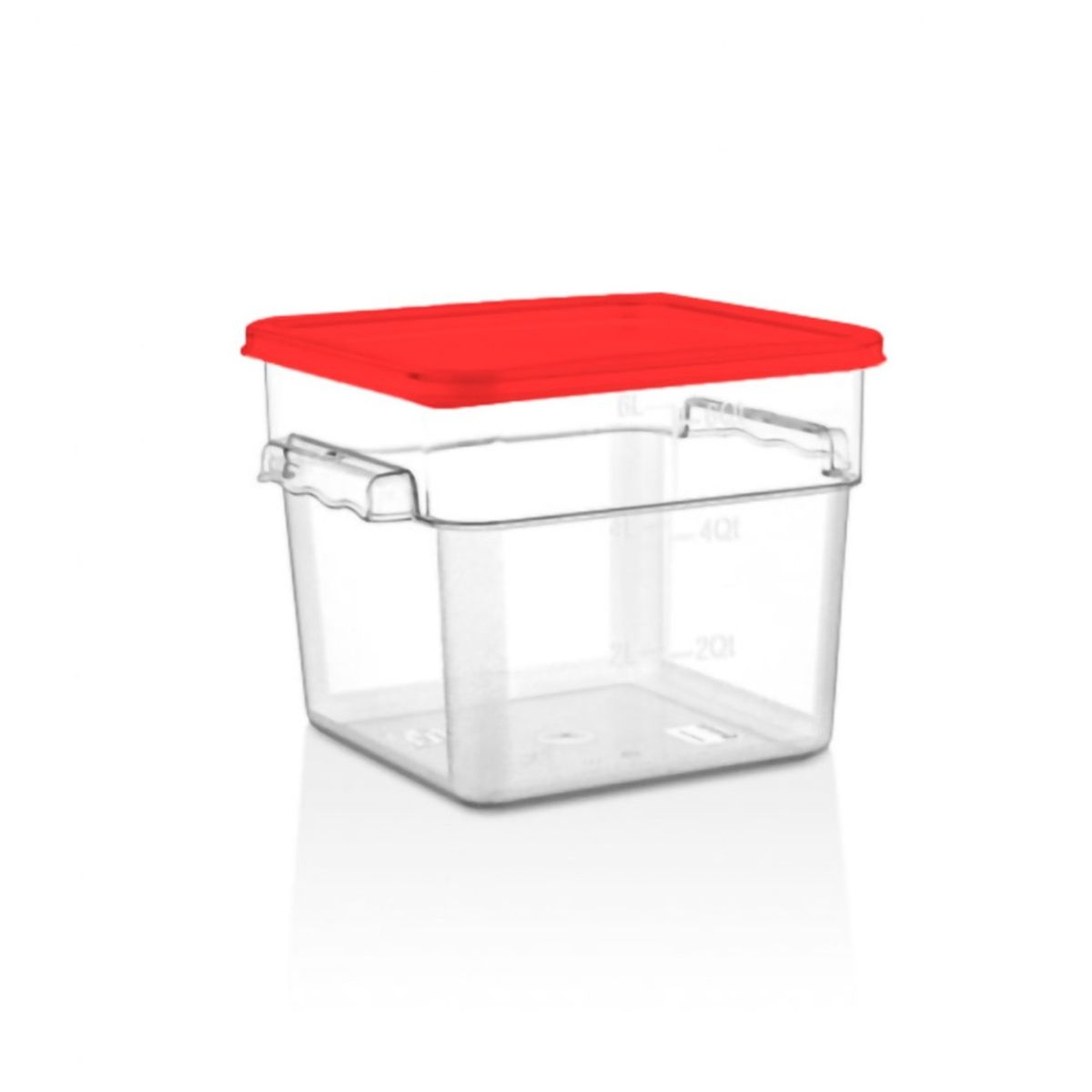IMAHE - RECIPIENTE POLICARBONATO CUADRADO 5.7 LT CON TAPA ROJA IMAHE