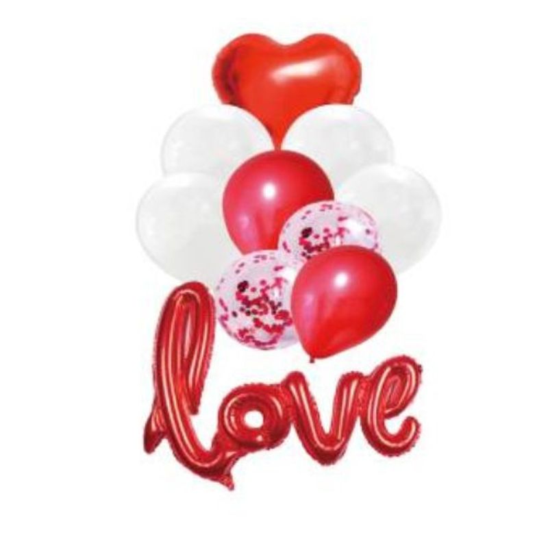 GENERICO - Globos Varios Diseños Love Color Rojo