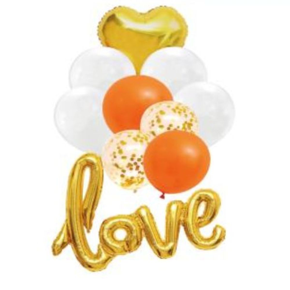GENERICO - Globos Varios Diseños Love Color Dorado Naranja