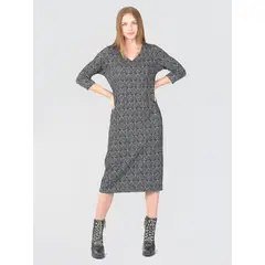 BOUS - Vestido Lanilla Bordado Negro