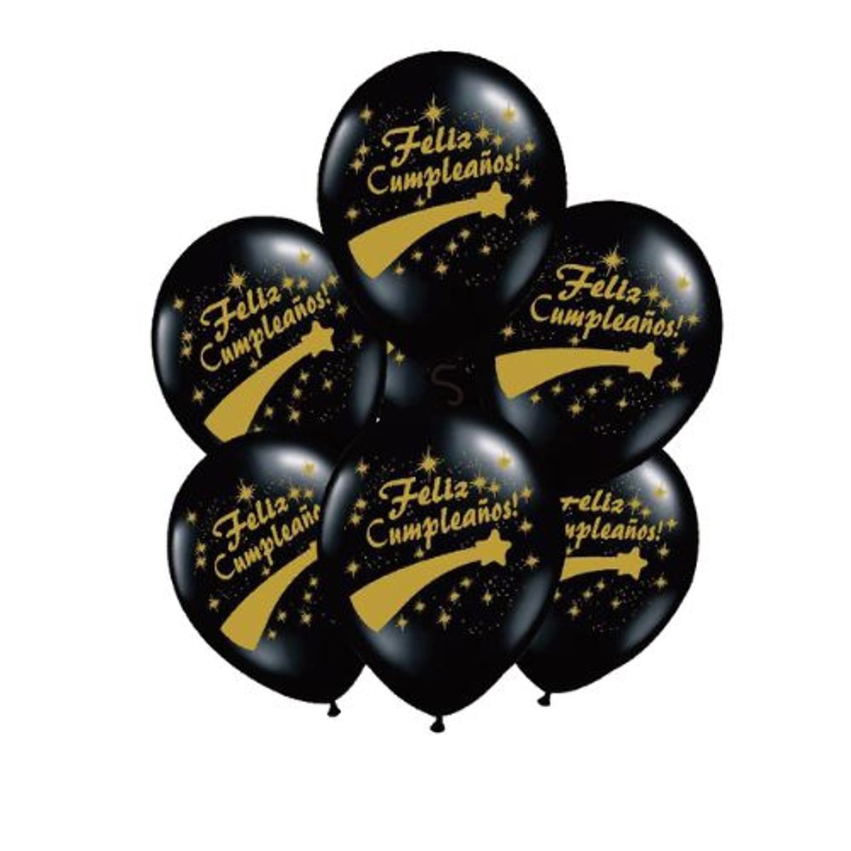 GENERICO - Globos Feliz Cumpleaños Latex Color Negro 30 Cm