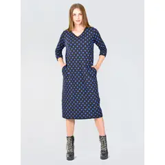 BOUS - Vestido Lanilla Lunares Azul