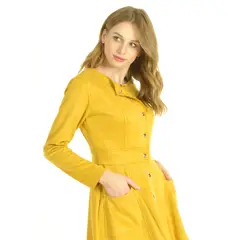 BOUS - Vestido Broches Mostaza