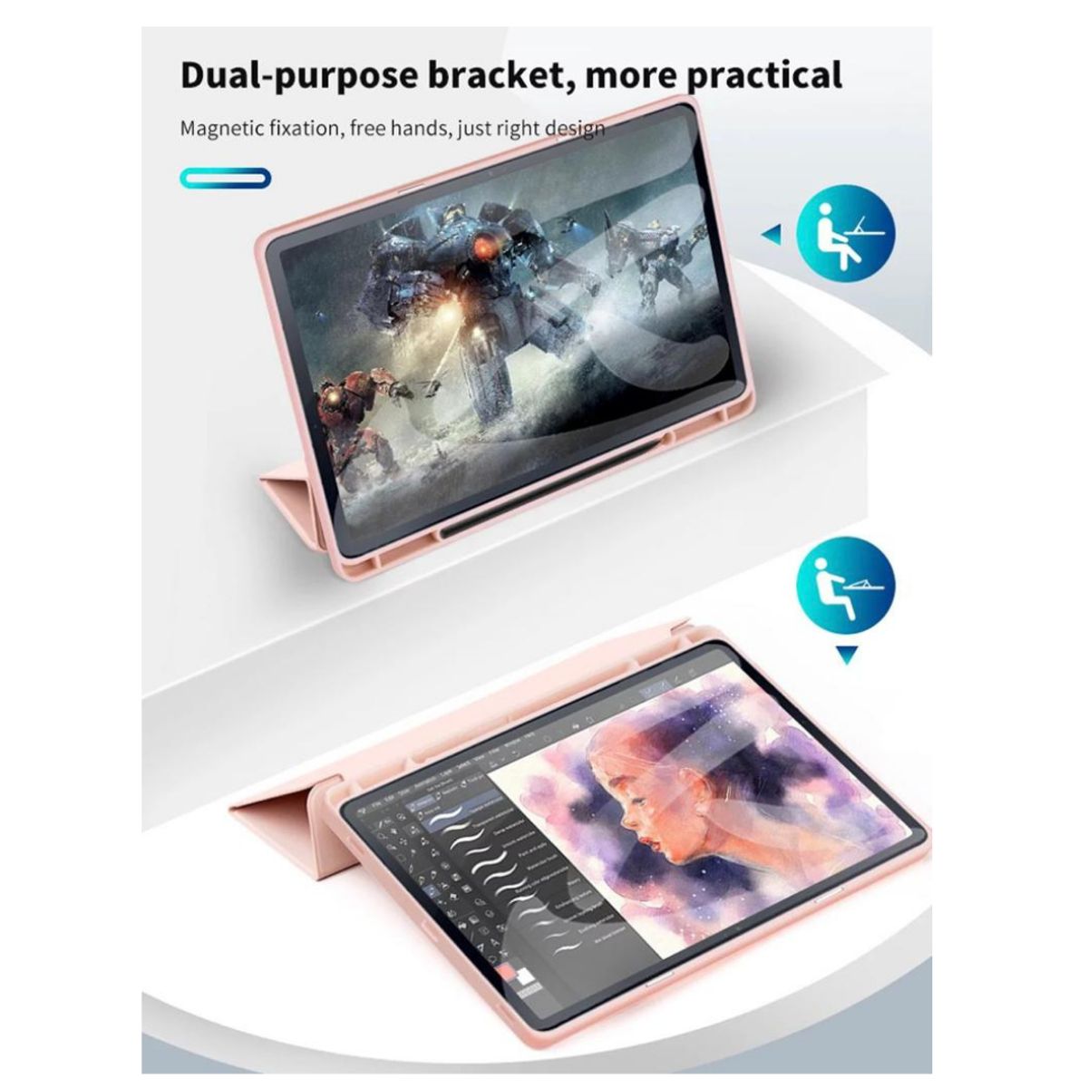 GENERICO - Funda Carcasa Smartcover Con Ranura Para Samsung Tab S9 Fe 10.9 Rosado