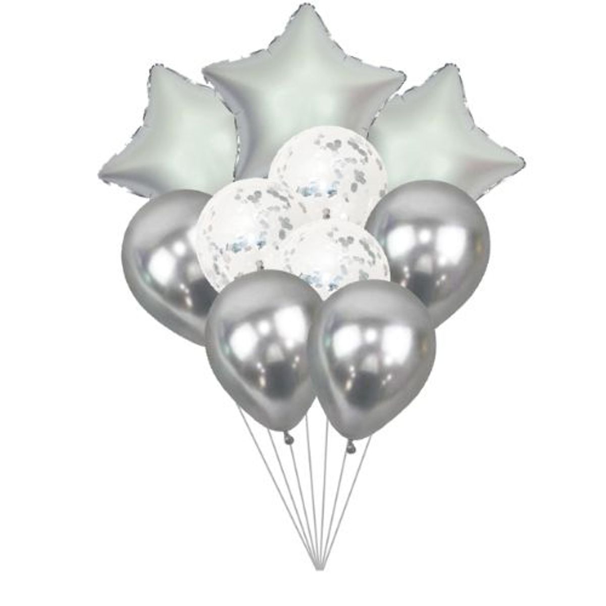 GENERICO - Globos Color Plateado Latex Diseño Estrella Redondo
