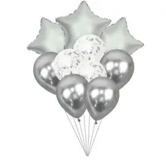 GENERICO - Globos Color Plateado Latex Diseño Estrella Redondo