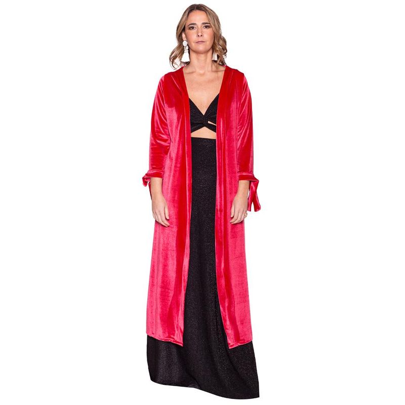 MARIA PASKARO - Tapado Kimono Largo Verona Coral Terciopelo Maria Paskaro - Coral