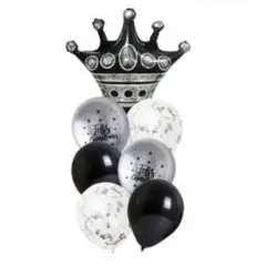 GENERICO - Globo Latex Diseño Redondo Corona Gris Negro