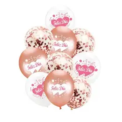 GENERICO - Globos Latex Color Rosa Feliz Dia 10 Unidades
