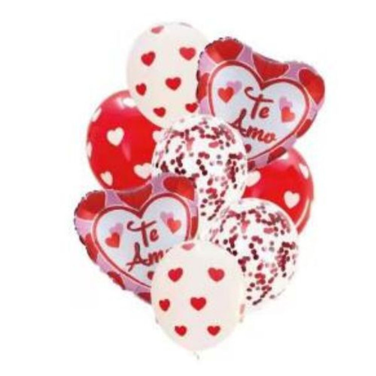 GENERICO - Globo Diseño Corazon Redondo Color Rojo Blanco Latex Te Amo