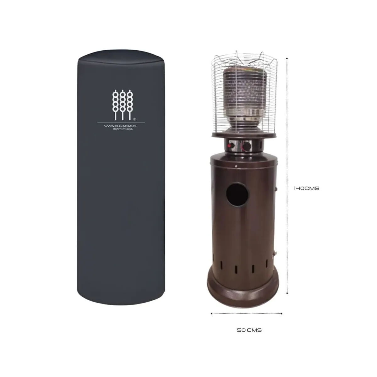 EN VARA'S MEATS & GRILL - Cobertor  Funda estufa exterior 140cms de alto diámetro 50cm.