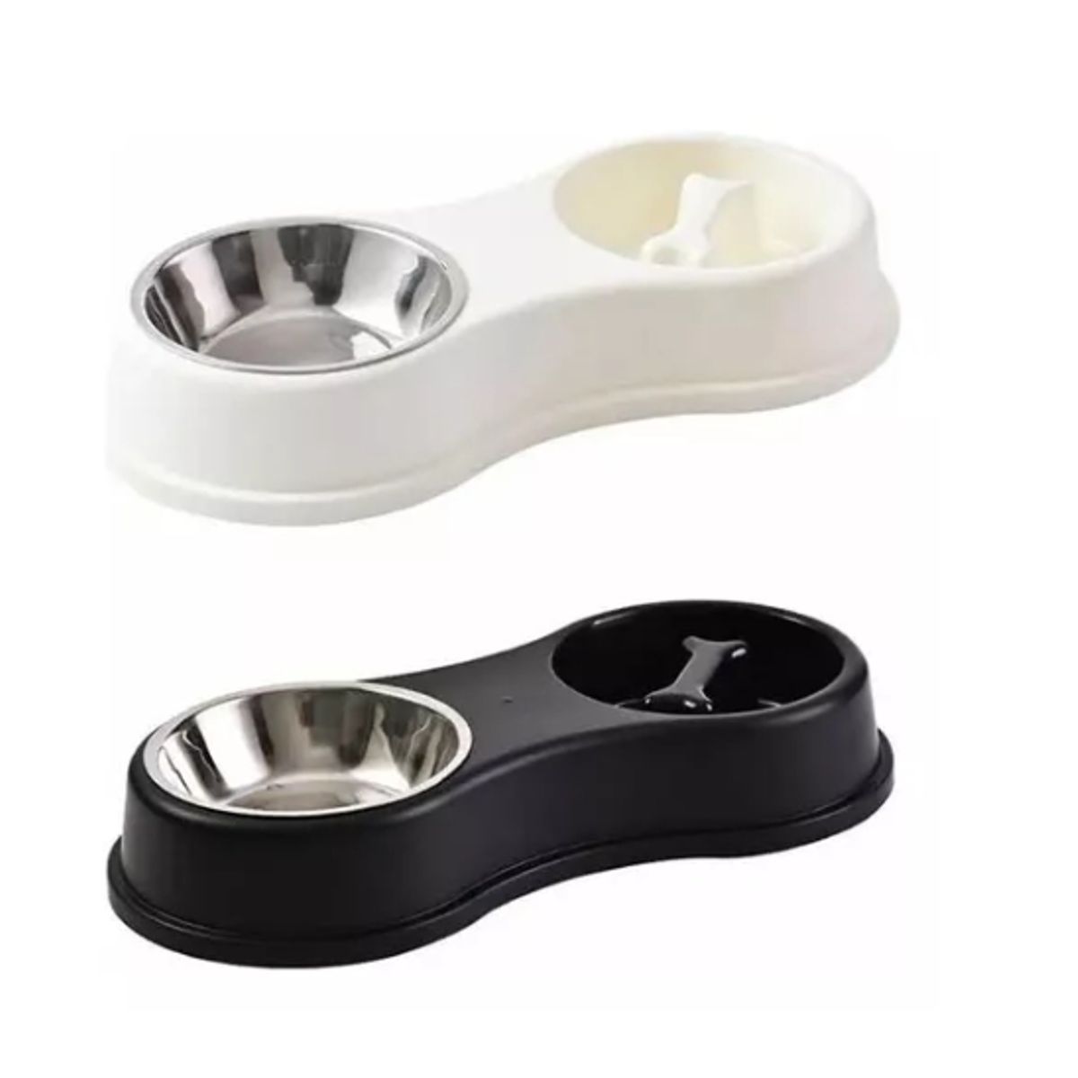 GENERICO - Cuenco Doble Para Mascotas - Perros Gatos Lento