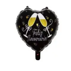 GENERICO - Globo Diseño Corazon Negro Feliz Aniversario