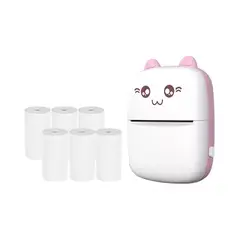GENERICO - Mini Impresora Rosa Térmica Inalámbrica Con 6 Rollos De Papel