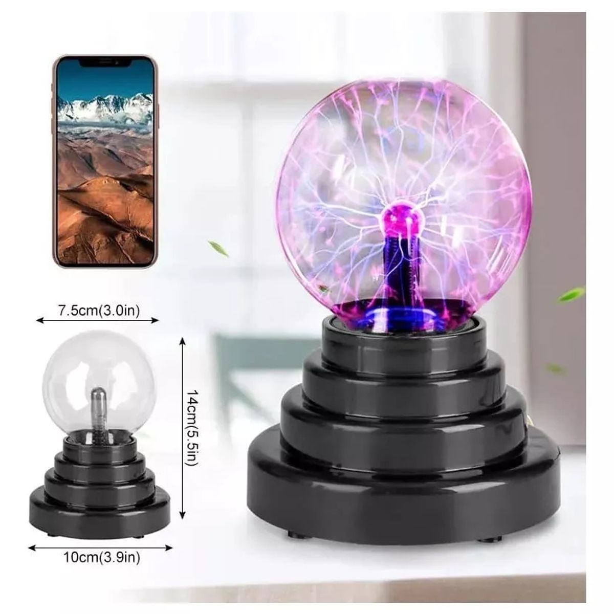 GENERICO - Mini Lampara Plasma Energía Táctil Bola Rayos Escritorio Usb