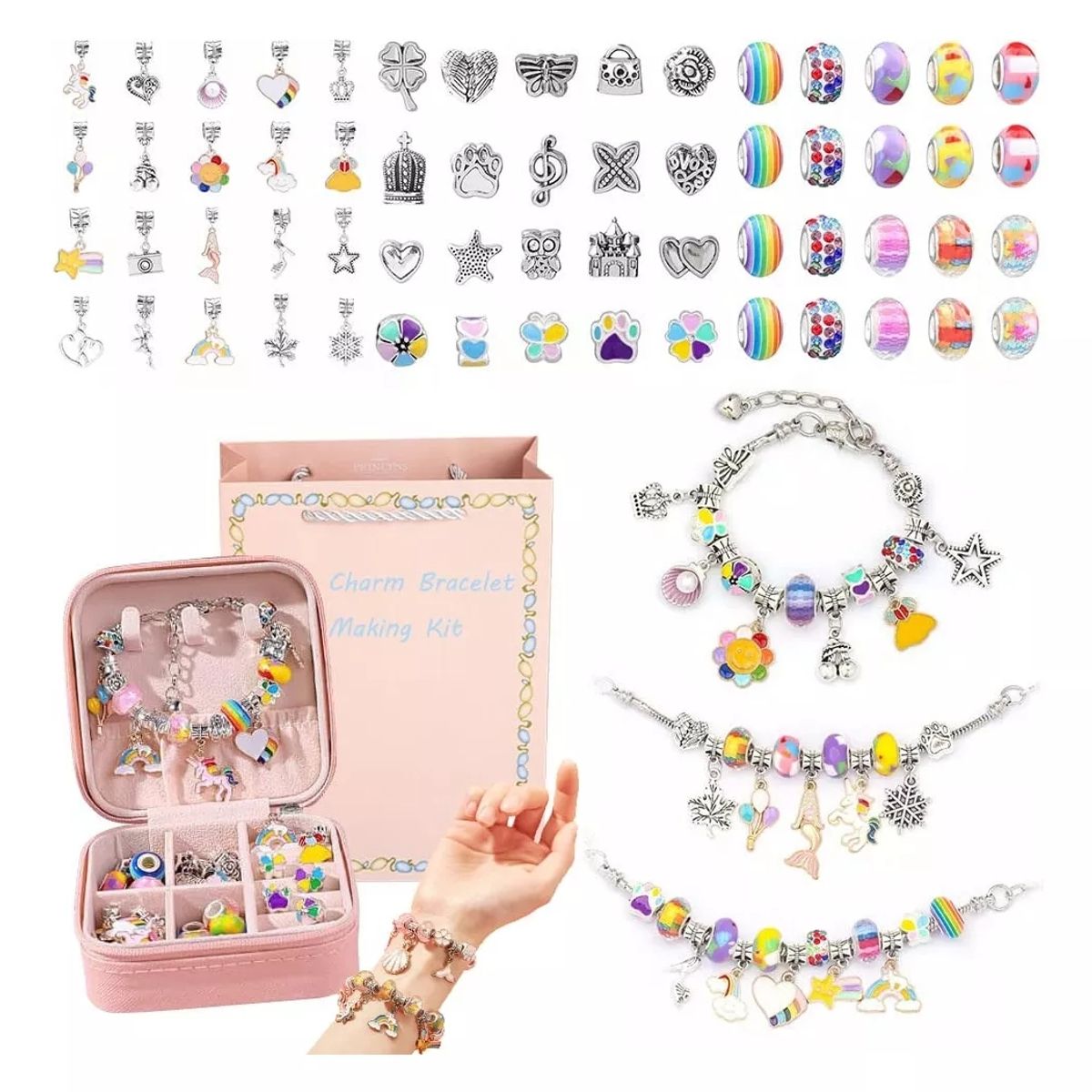 EVERSO - Set 150 Uds Para Hacer Pulseras De Niñas-Coral