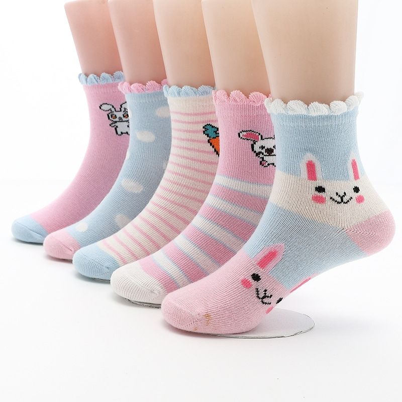 EVERSO - Pack 12 Calcetines De Niña Con Toalla Grueso Conejito