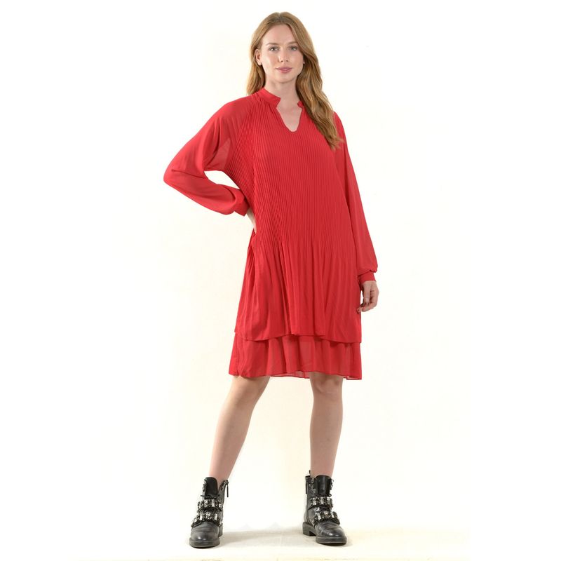 BOUS - Vestido Italiano Plizado Rojo BOUS