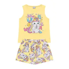 COYOTE KIDS - Pijama corto amarillo algodón gatos fotoluminiscente - Amarillo