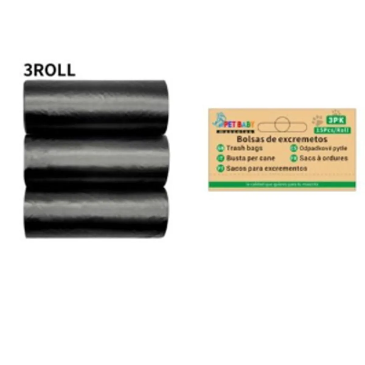 GENERICO - Bolsas de Excremento Para Perros 3Rollos Negros