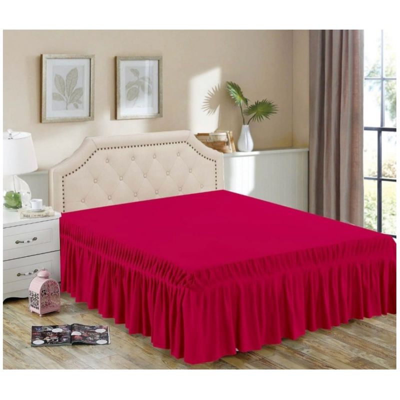GENERICO - Faldón de cama - Faldones para base cama 1,5 Plaza ROJO