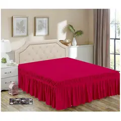 GENERICO - Faldón de cama - Faldones para base cama 1,5 Plaza ROJO