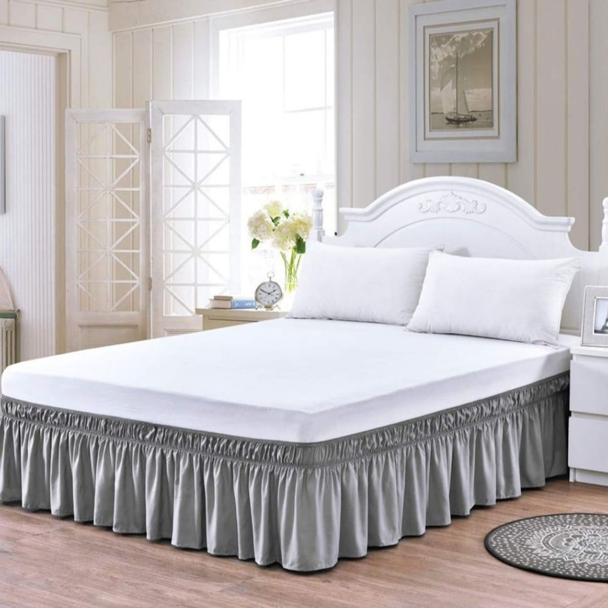 GENERICO - Faldón de cama - Faldones para base cama King GRIS…