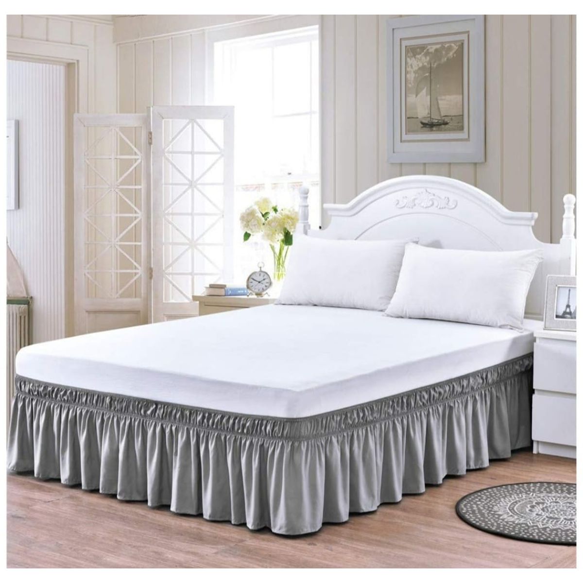 GENERICO - Faldón de cama - Faldones para base cama King GRIS…