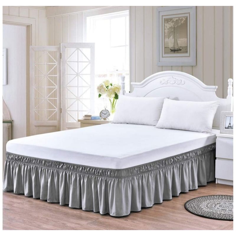 GENERICO - Faldón de cama - Faldones para base cama 2 Plazas GRIS