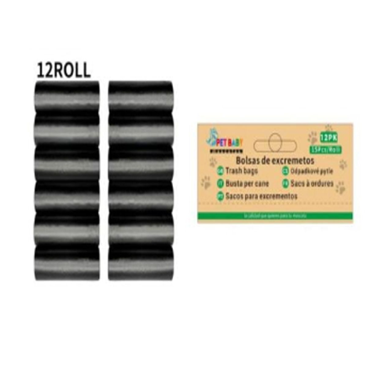 GENERICO - Bolsas de Excremento Para Perros 12Rollos Negros