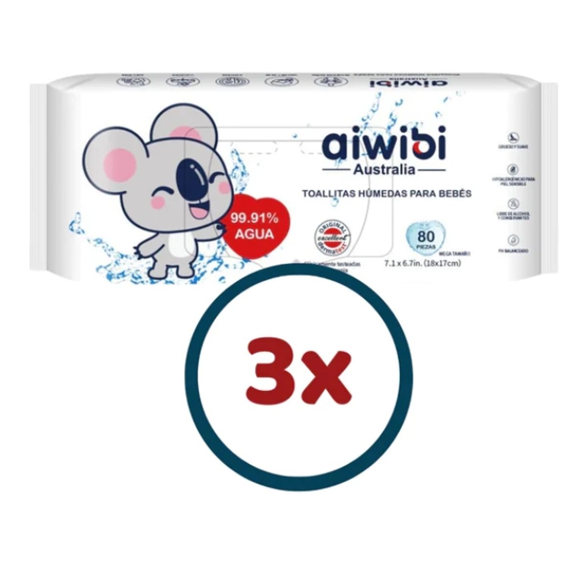 GENERICO - Toallitas Humedas Aiwibi 9991% Agua X3 Paquetes