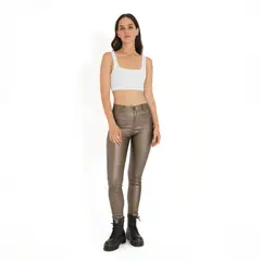 GUINDA - Pantalón de Cuerina New Hermes