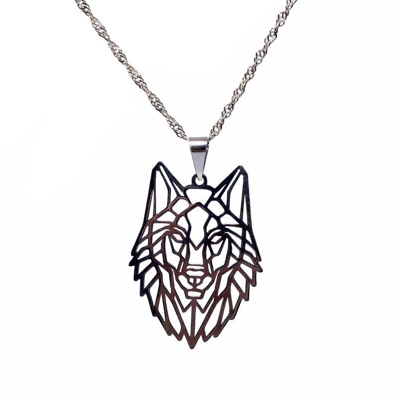 LA GARZA - Collar Hombre Plata Lobo Salvaje