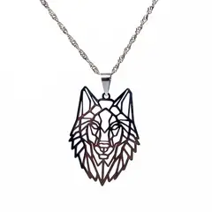 LA GARZA - Collar Hombre Plata Lobo Salvaje