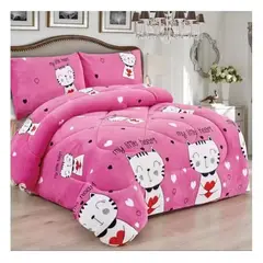 COMPRAPO - Cobertor Chiporro Infantil Gatito Corazón + 1 Funda 1,5 Plaza