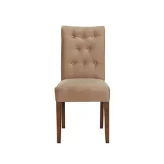 LATAM HOME - Silla Oviedo Tela Velvet Beige, Patas Madera