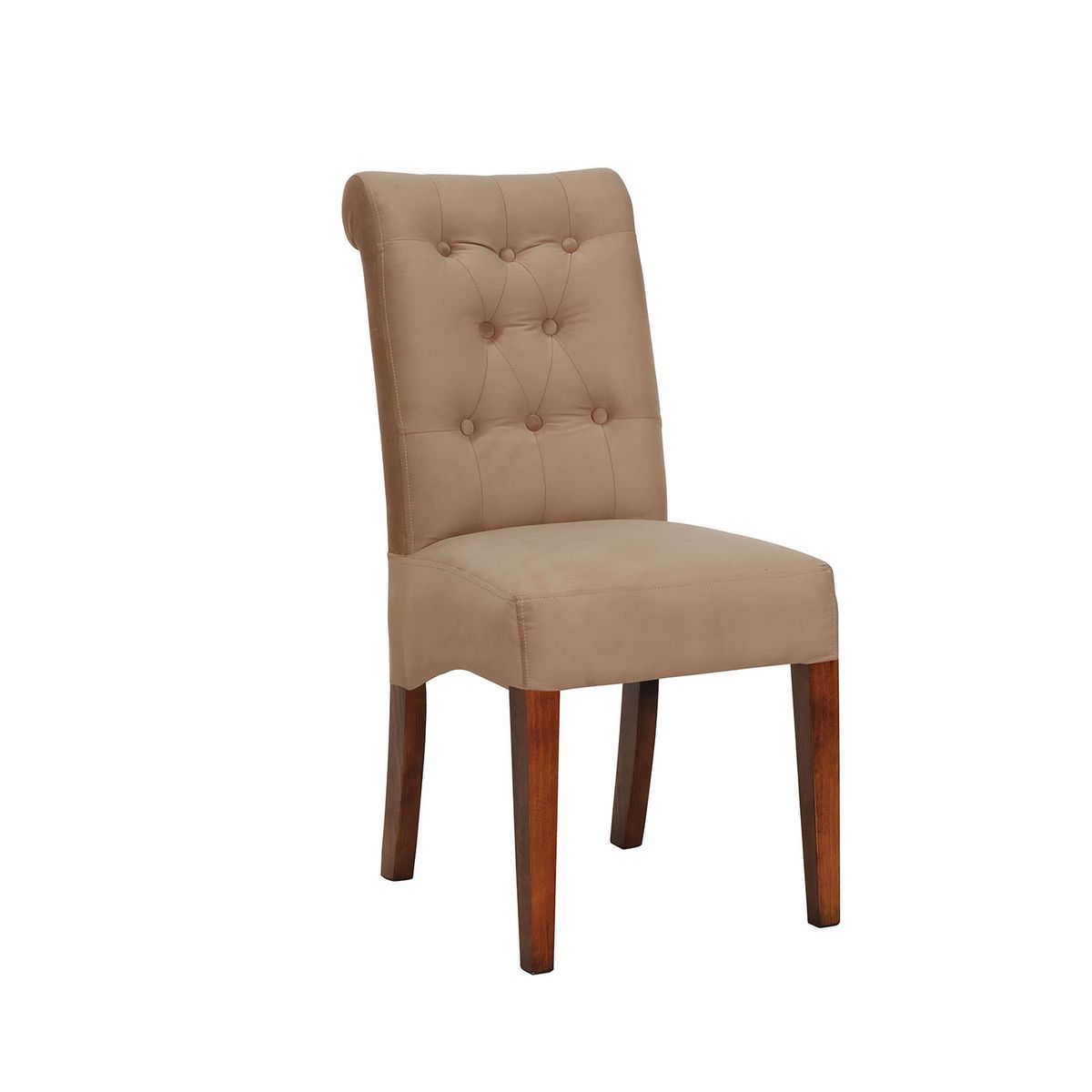 LATAM HOME - Silla Latam Home Oviedo Tela Velvet Beige, Patas Madera