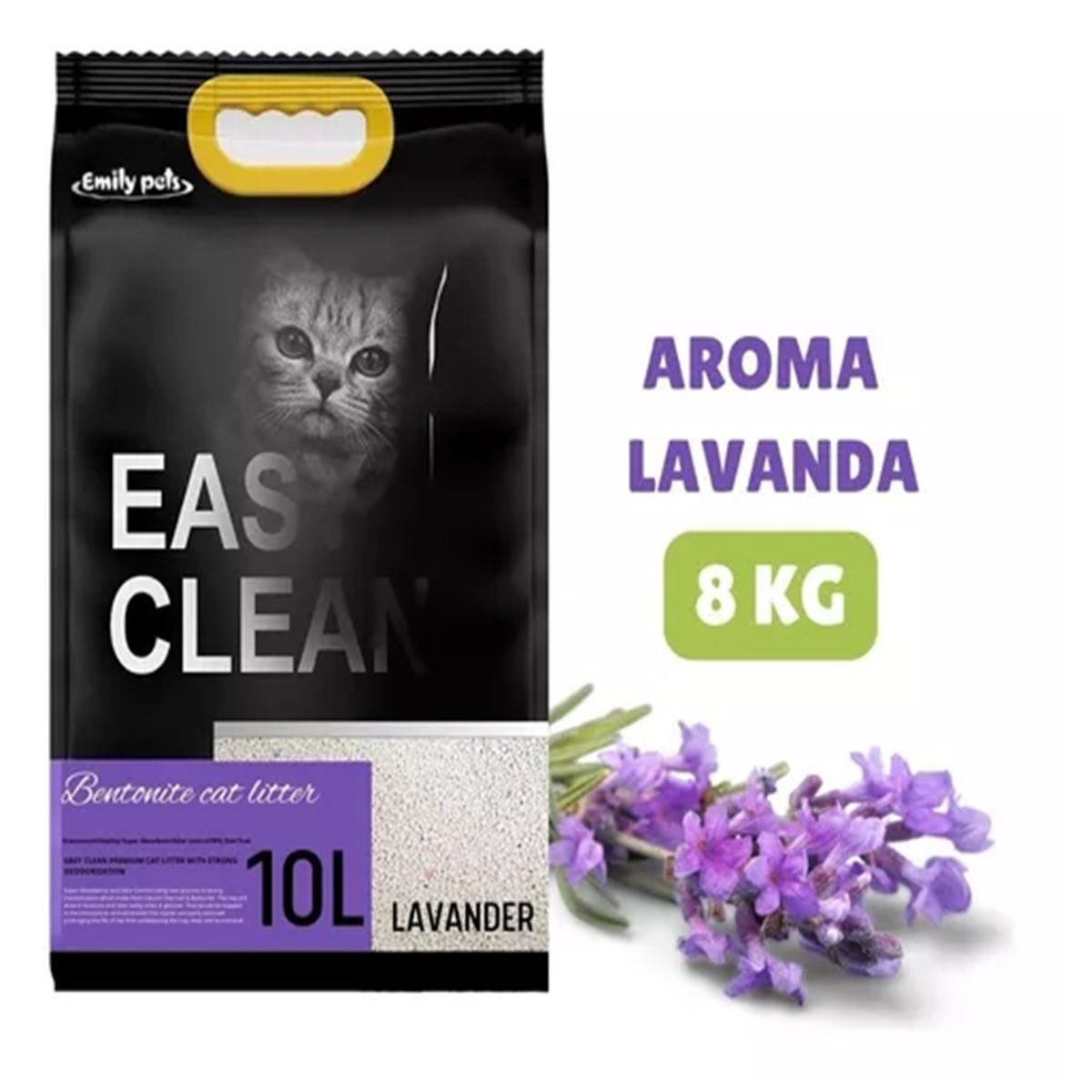 GENERICO - Arena Sanitaria Aglutinante Easy Clean 8Kg Aroma de Lavanda.