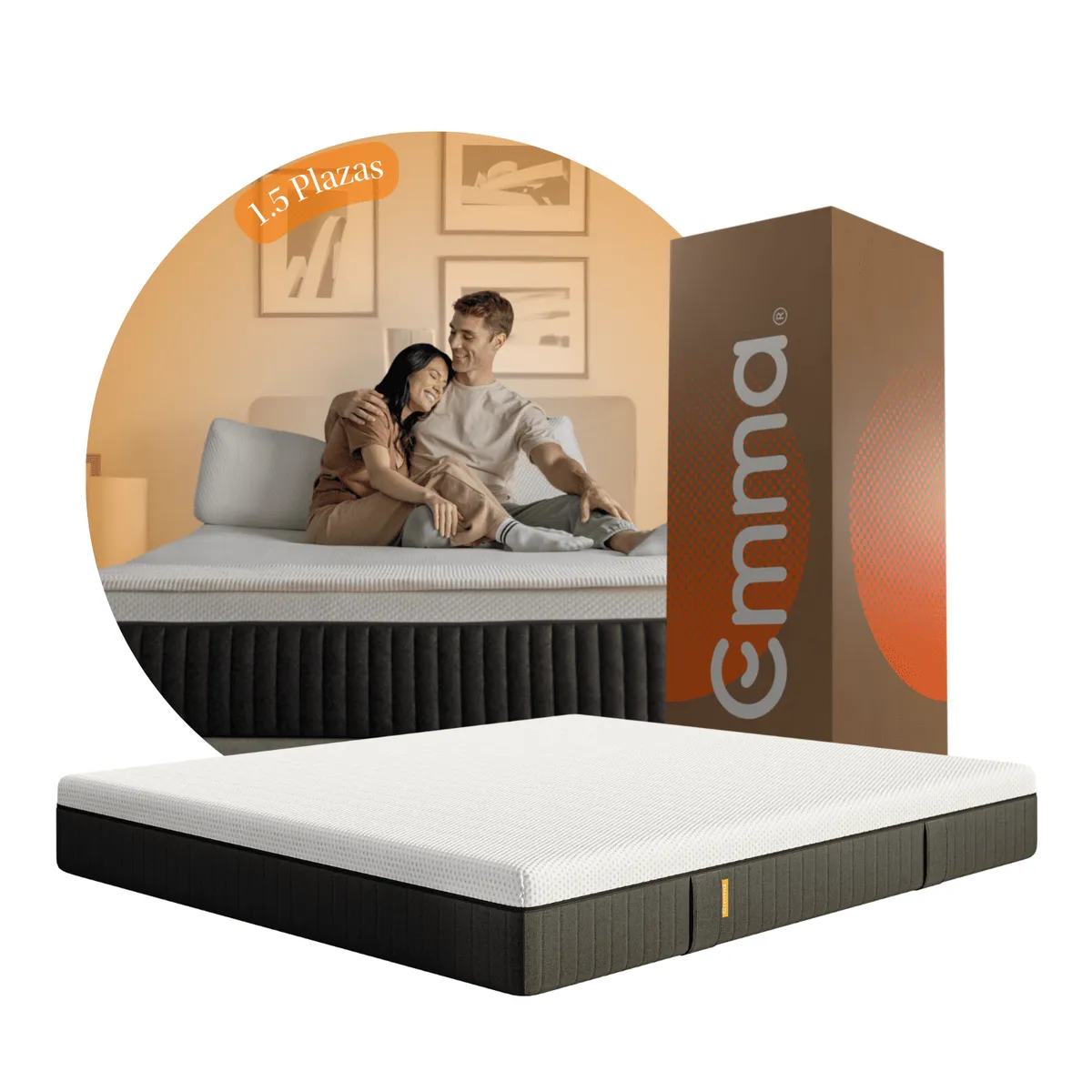 EMMA - Colchón Emma Hybrid 1.5 Plazas - Espuma y Resortes Pocket - 105x190cm