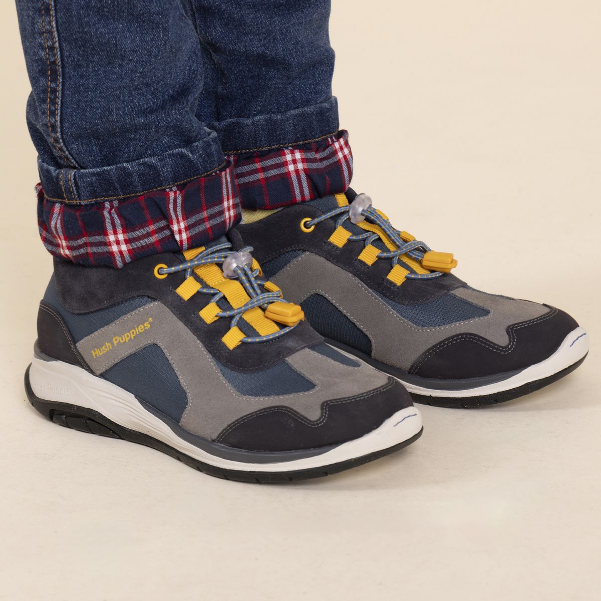 HUSH PUPPIES - Zapatilla Cuero Niño Fastland Gris HUSH PUPPIES