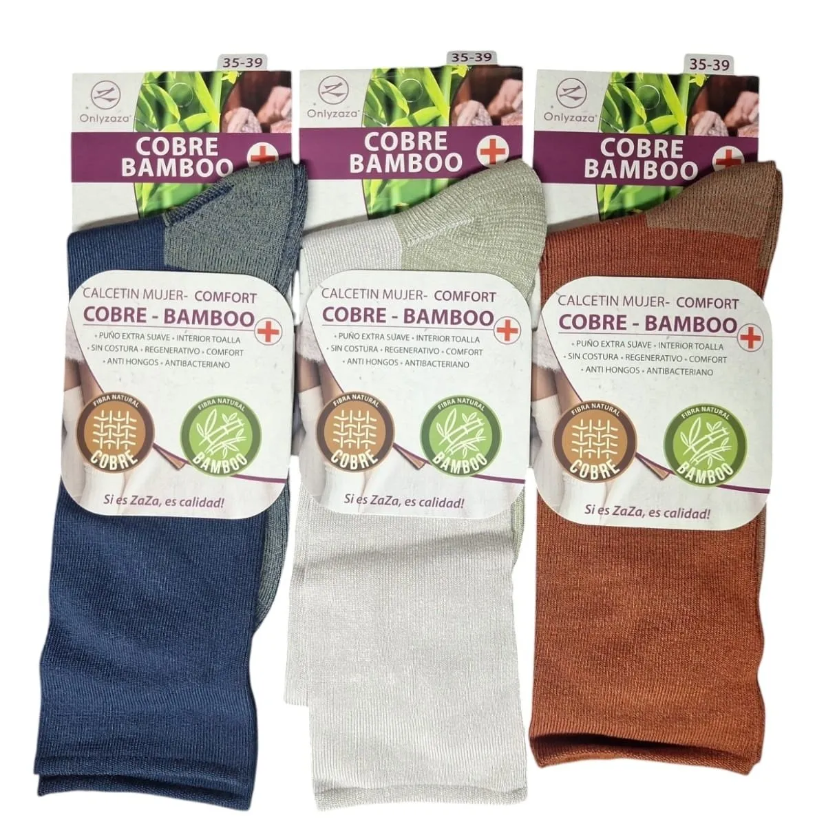 GARSIL - x6 Calcetines Bambú + Cobre Para Mujer - Diabetes - Sin Costuras